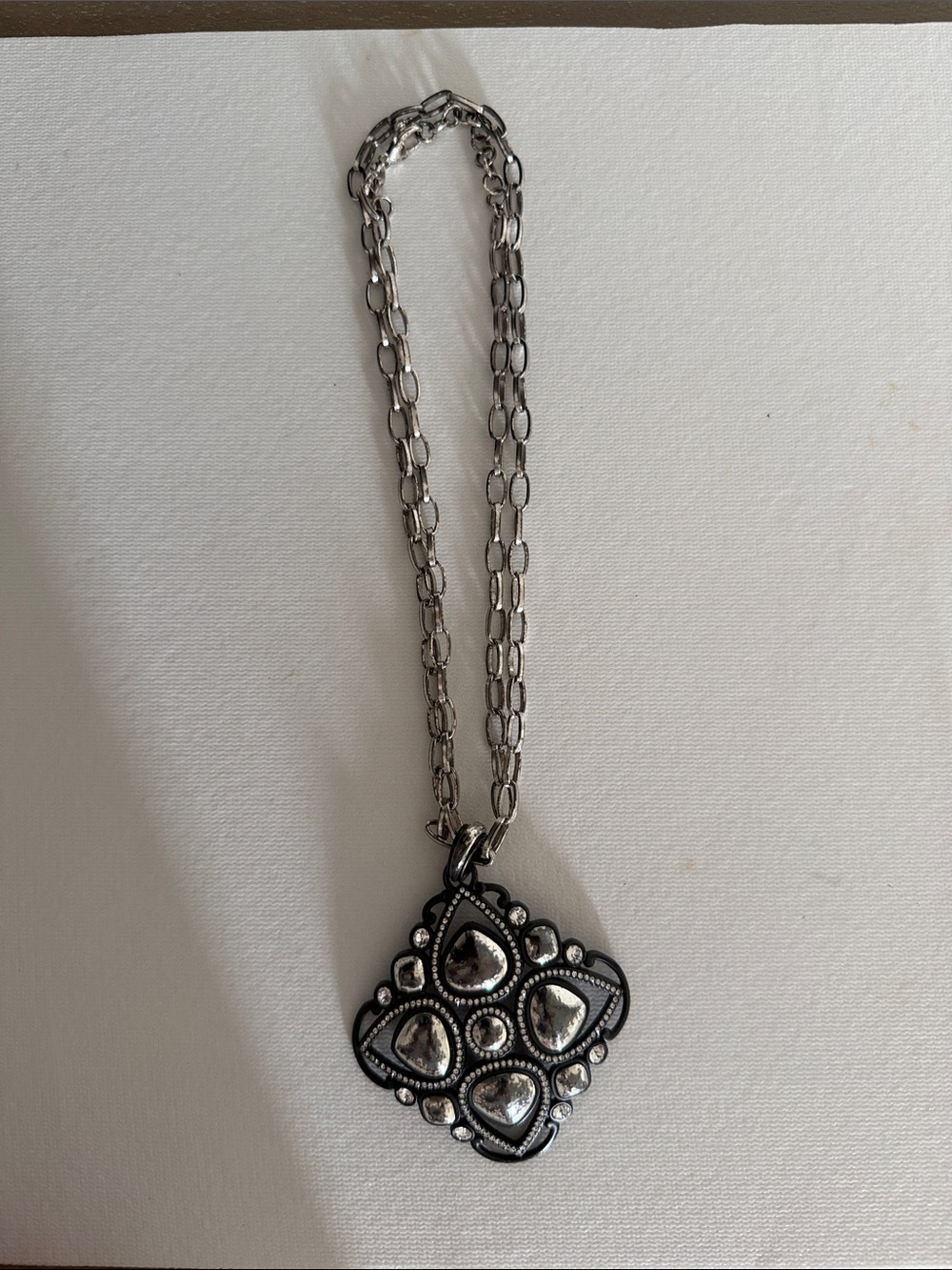 Brighton Silver-Tone Heart Motif Filigree Pendant Necklace